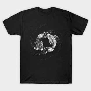 Two Koi Fish Celestial illustration with stars, galaxy T-Shirt